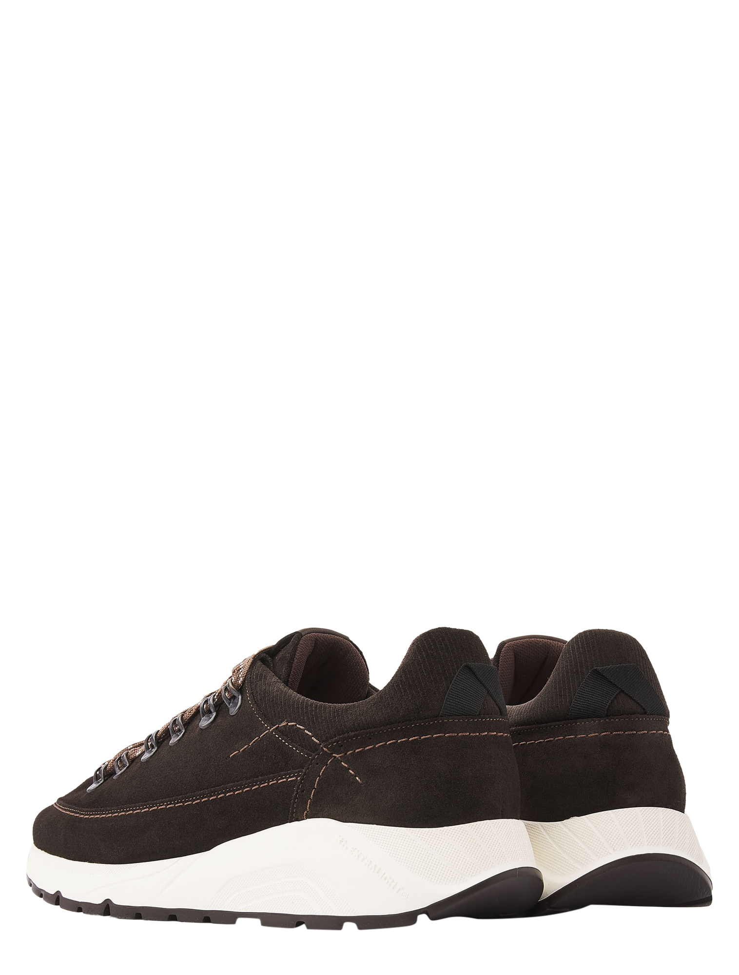 sneakers, donkerbruin, gantvoering, witte zool, case-metal eyelets