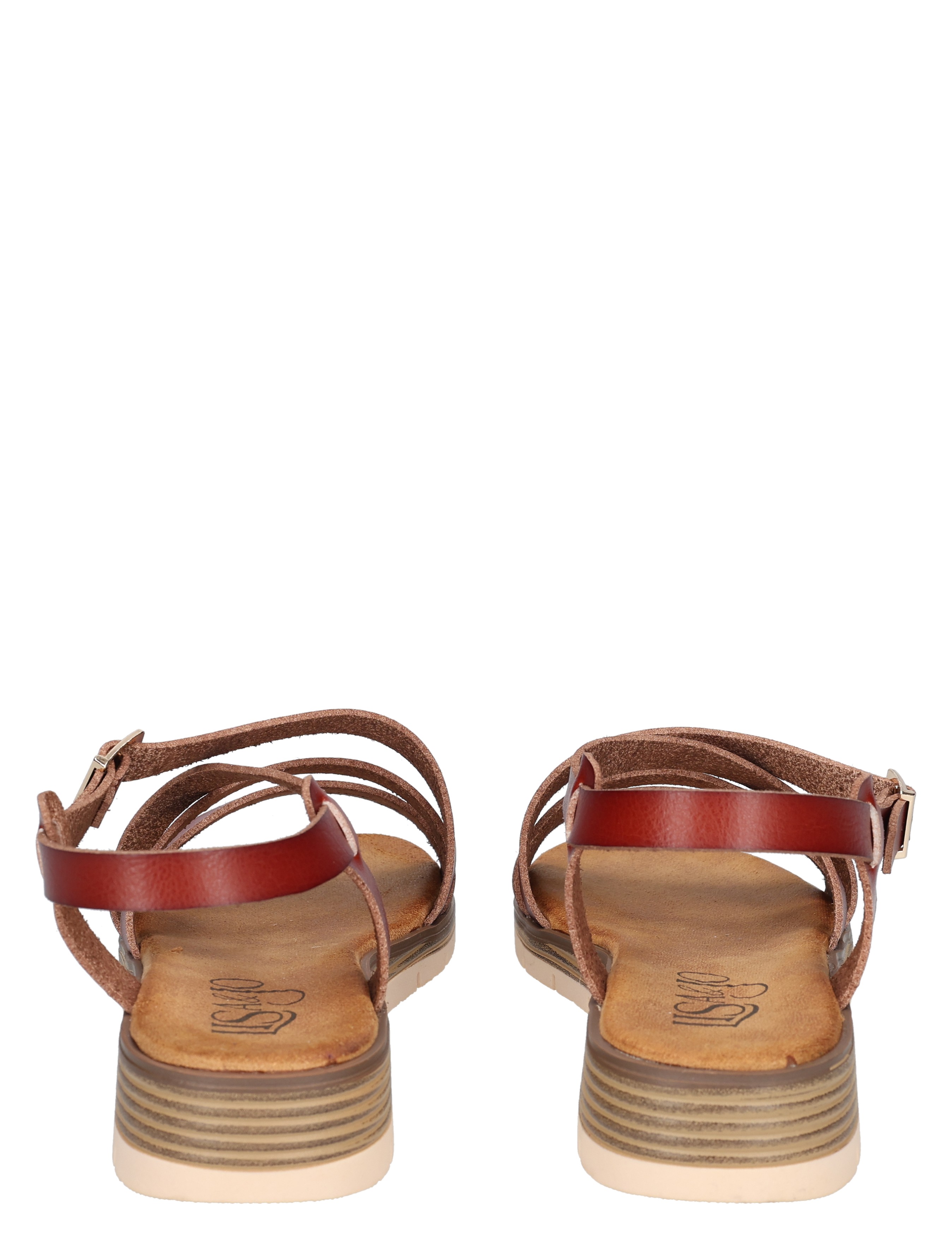 sandalen, sandalen met enkelbandje, riemnige hak, bruin, leer