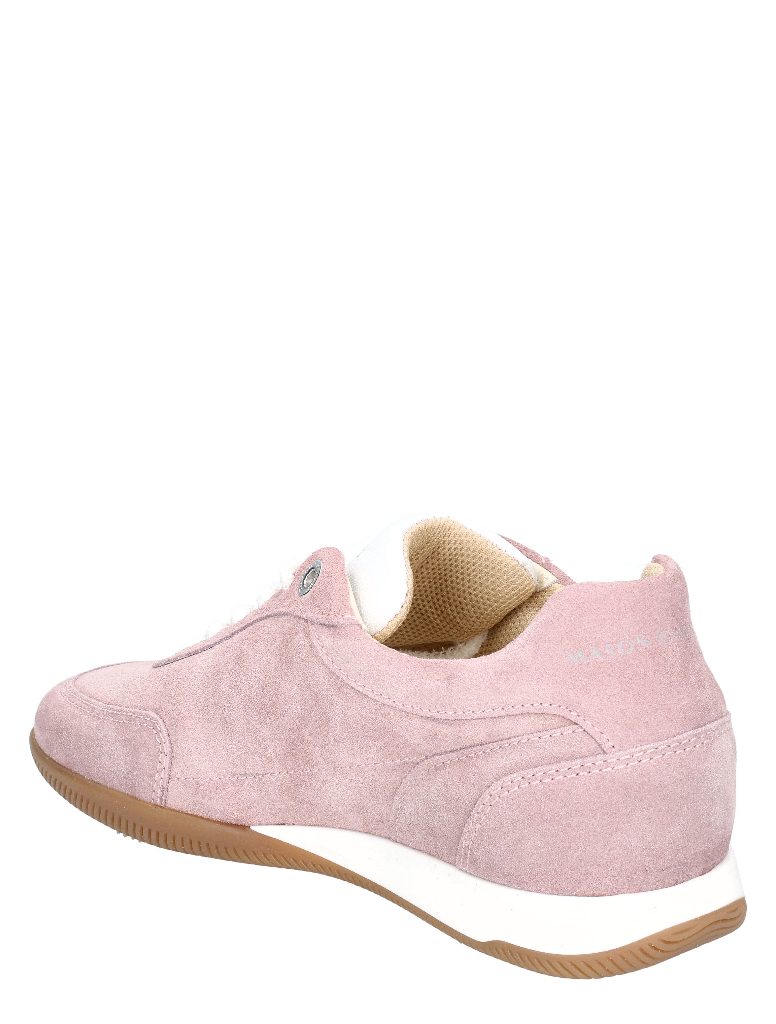 sneaker, roze, suede, mesh-voering, witte zool
