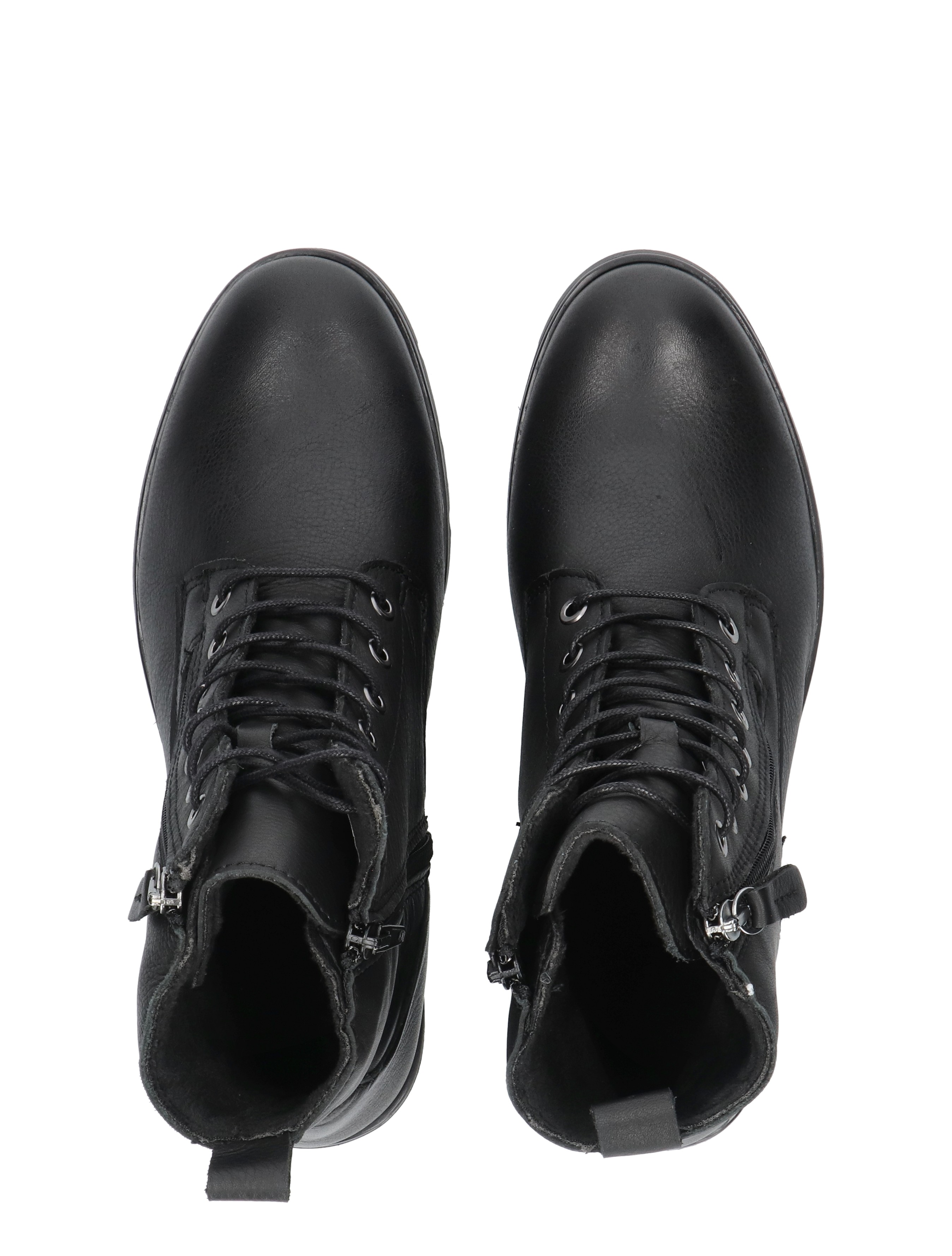 boots, zwart, leer, veters, enkellaarzen
