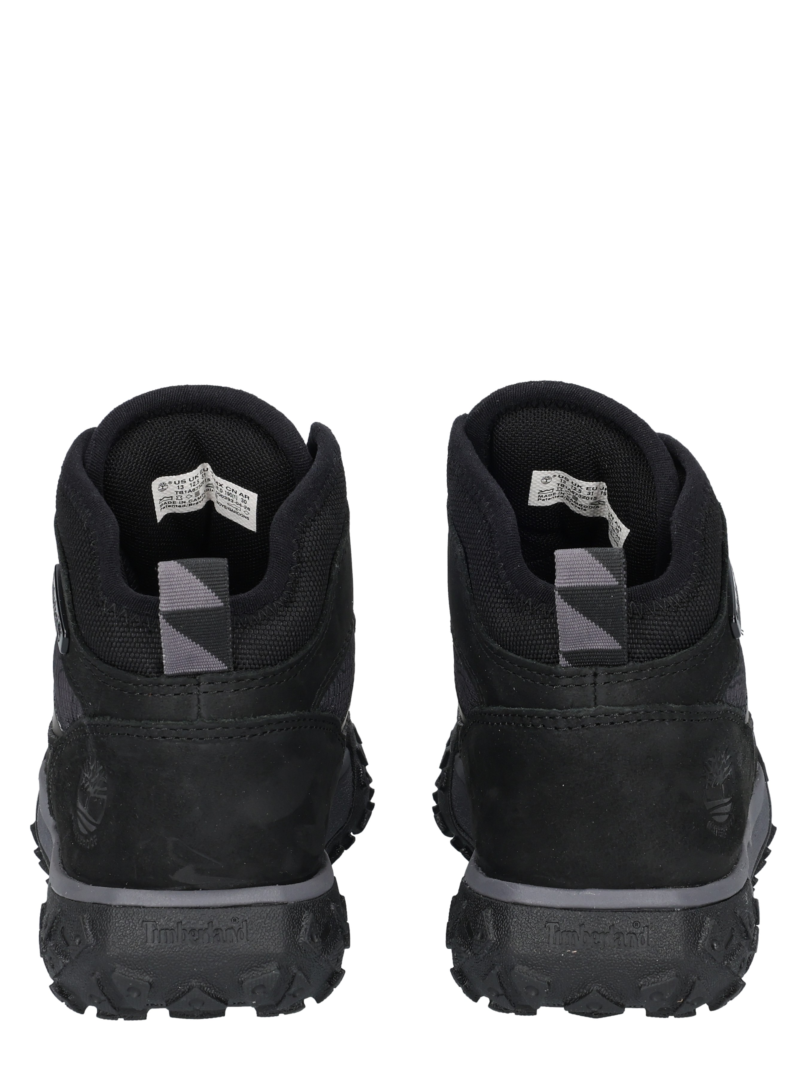 hiking boot, zwart, mid-cut, getande zool, pull tab