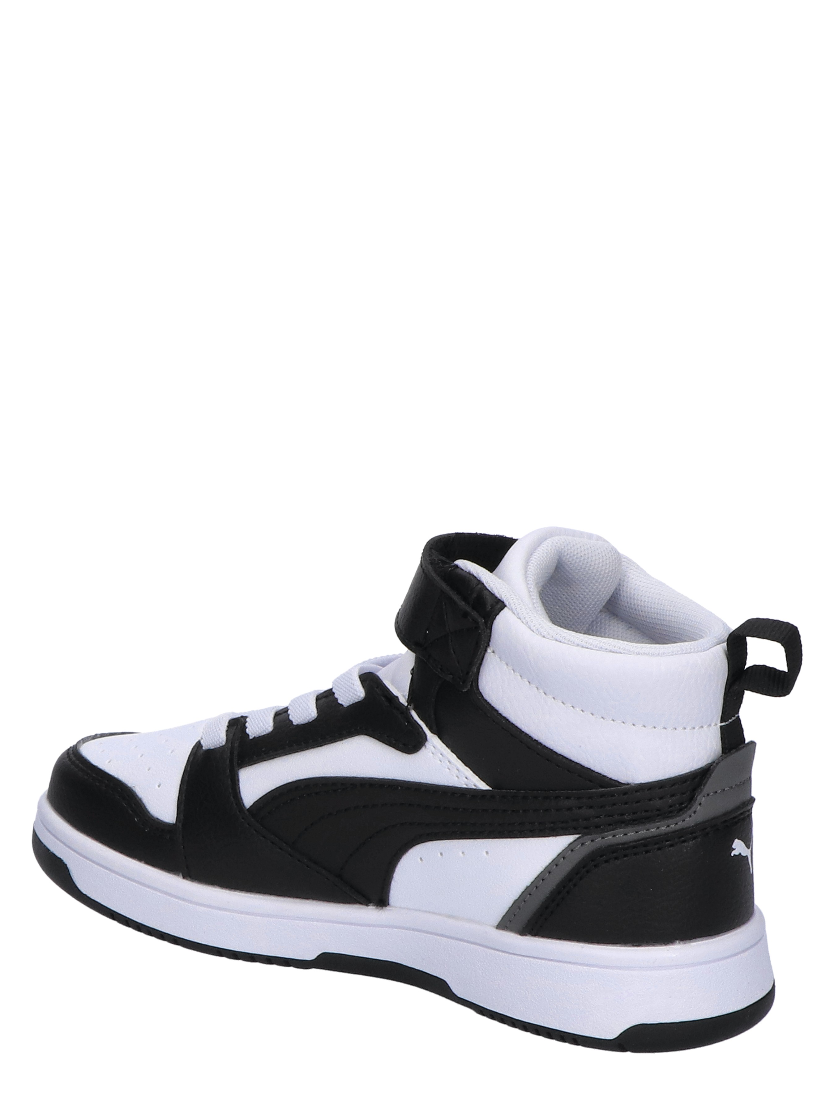 Puma - Rebound V6 Mid Basket Velcro White Black Grey - Meisjes - Jongens - Sneakers - Sneakers - Hoge Sneakers - Hoge Sneakers - 44970_81_4