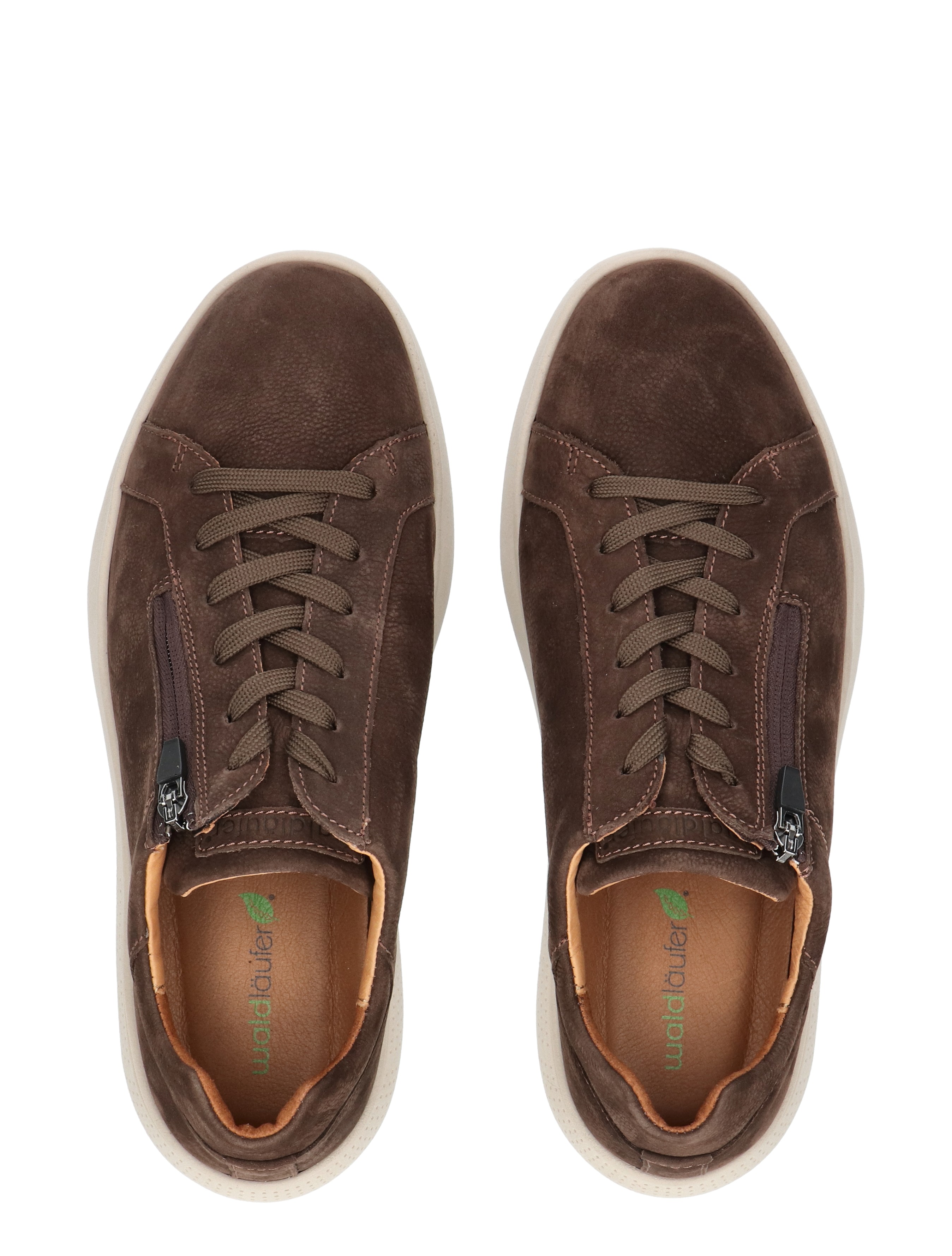 sneakers, bruin, leer, veters, rits