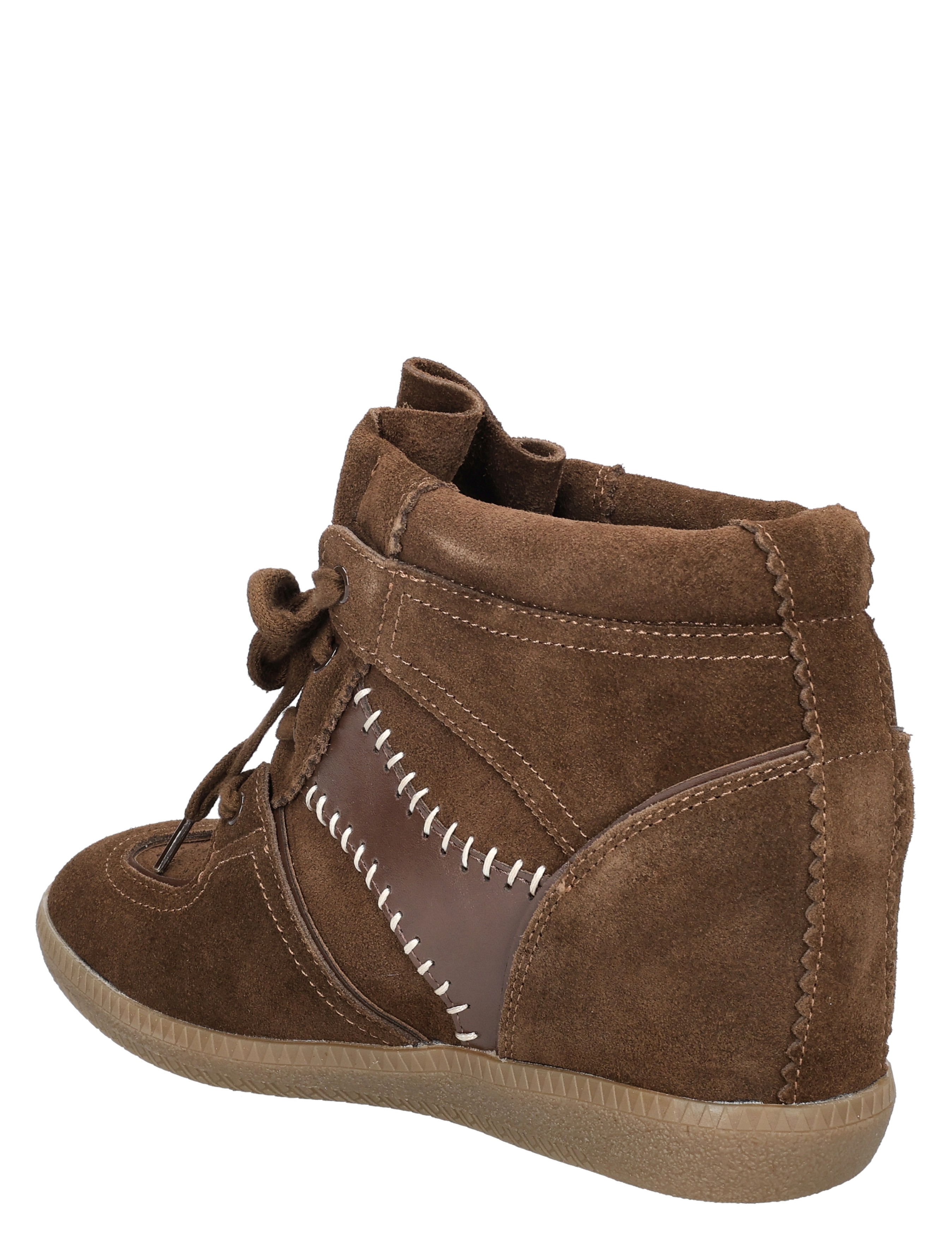 suede, bruin, enkellaars, veters, stikwerk