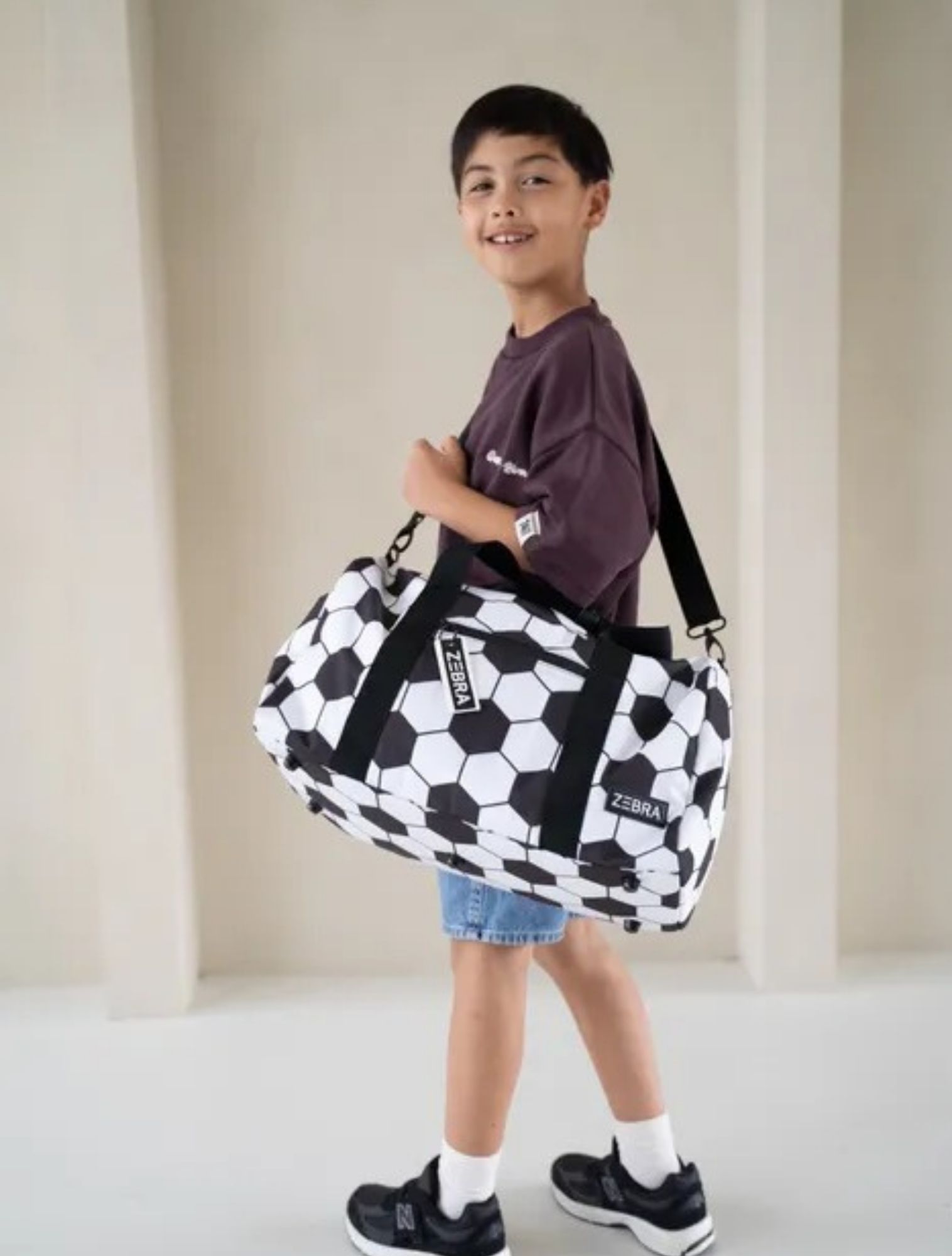 duffel, tote, sportsbag, geometrisch, zwart-wit