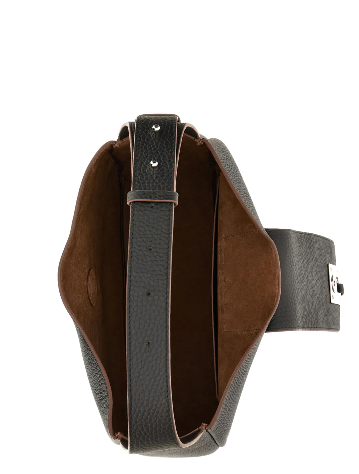 handtas, leren tas, schoudertas, model met flap, donkerbruin