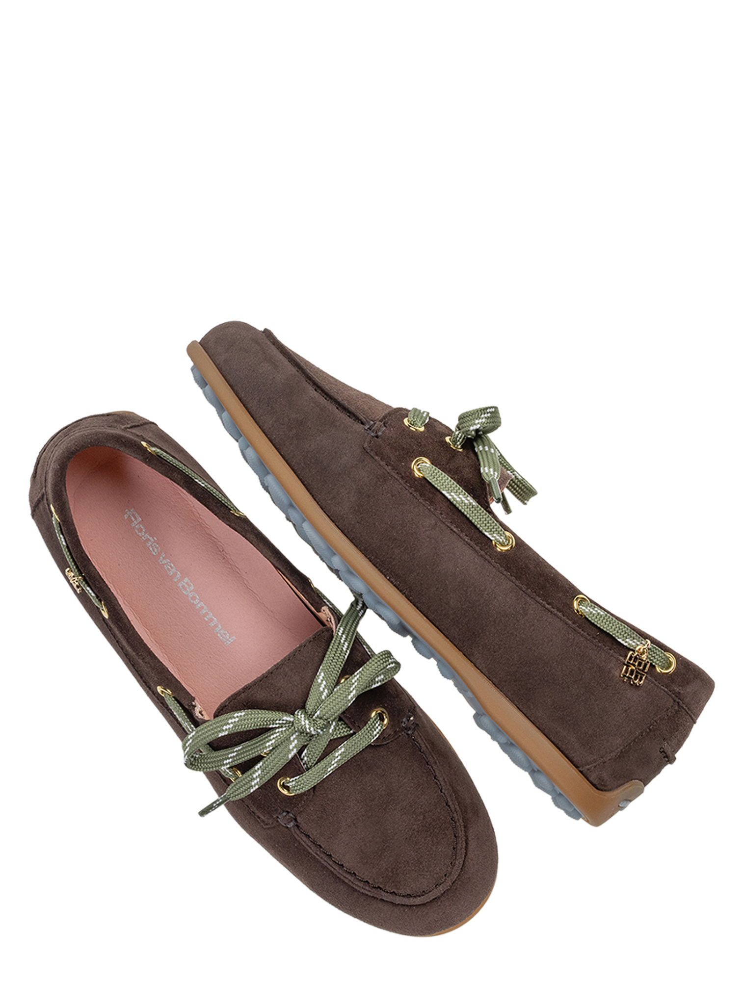 mokassin, bruin, suede, gestreept, loafer