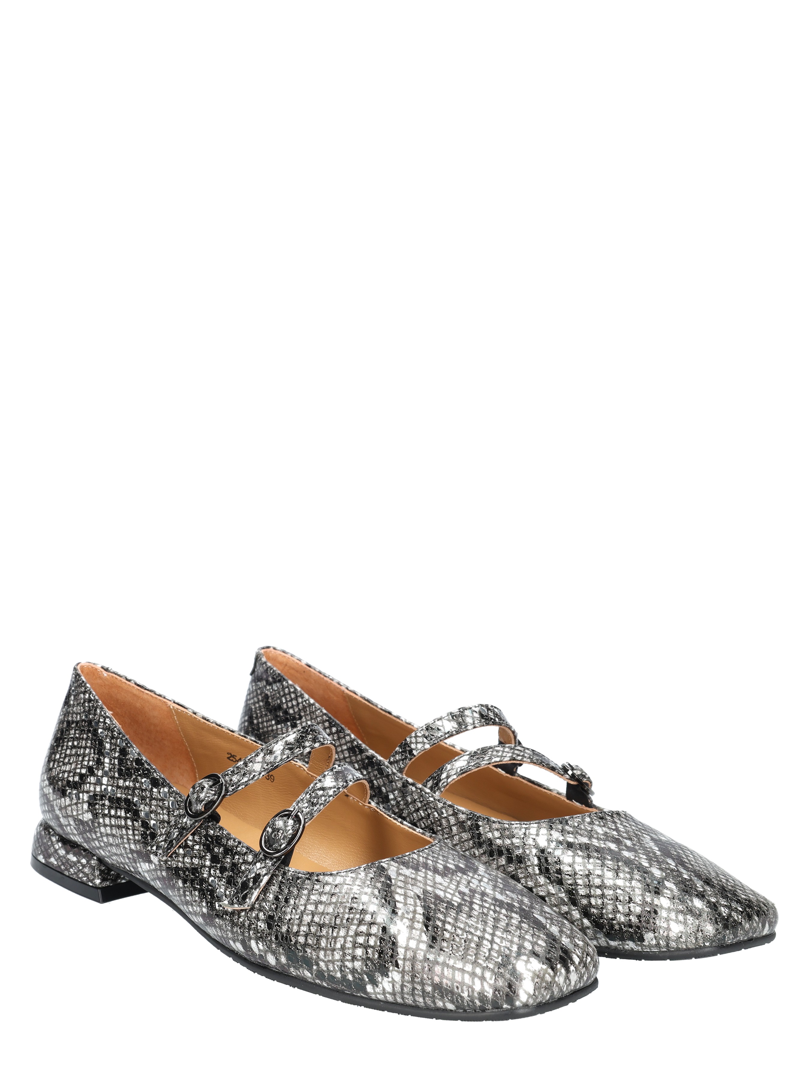 Di Lauro - Cassia Silver Snake Print Leather - Dames - Ballerinas - 49495_99_5